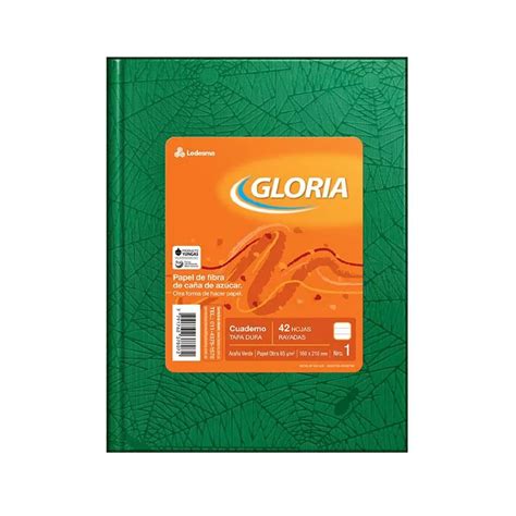 Cuaderno Gloria Tapa Dura Verde X42 Hojas Rayadas