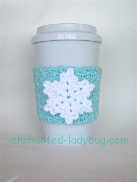 Free Crochet Snowflake Coffee Cup Cozy Pattern By The Enchanted Ladybug