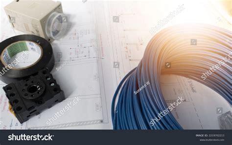 Wiring Electric Timer Instrument Project Instalation Stock Photo