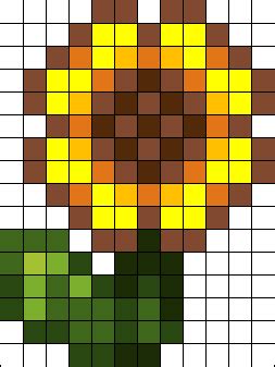 Stardew Valley Sunflower Perler Bead Pattern Bead Sprites Misc Fuse