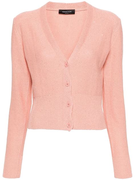 Fabiana Filippi Sequin Embellished Cardigan Pink Farfetch Ca