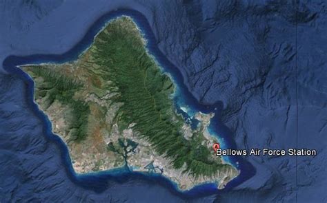 Location of Bellows Air Force Station in the Island of Oahu, Hawaii ...