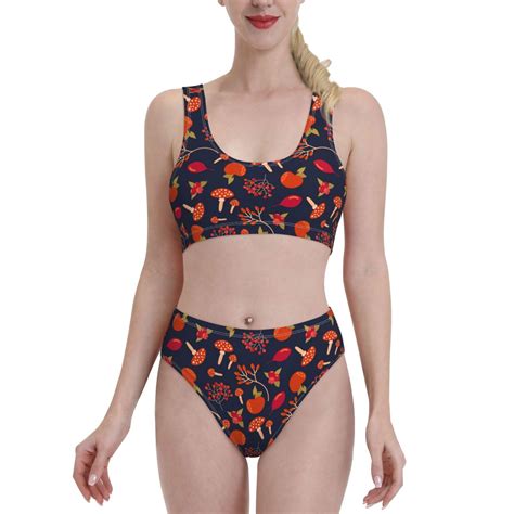 Lukts Women High Waisted Bikini Set Autumnal Forest Swimsuit 2 Piece