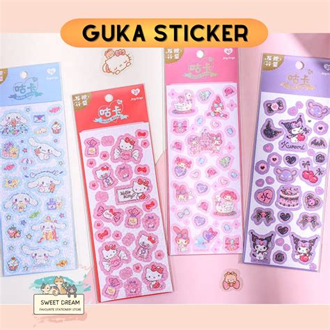 Joytop Sanrio Kuromi Cinnamoroll Kitty Melody Guka Shinning Decorative Diy Material Sticker T