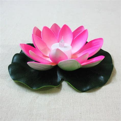 Artificial LED Floating Lotus Flower Lotus Candle Lamp With Colorful ...