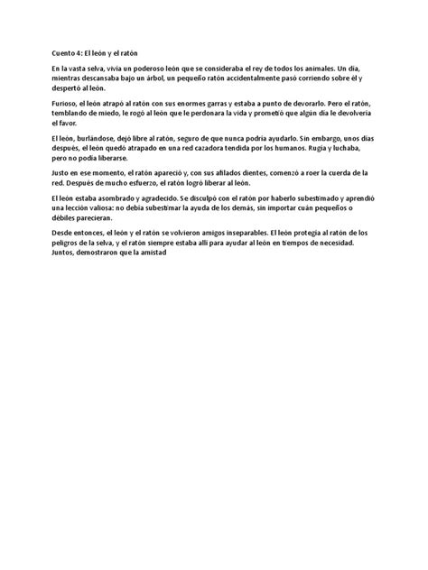 El Leon Y El Raton Cuento Infantil Pdf