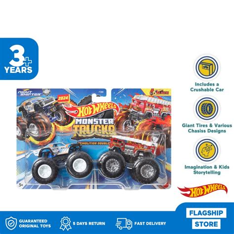 Jual Hot Wheels Monster Trucks Demolition Doubles Night Shifter Vs Alarms Mainan Mobil