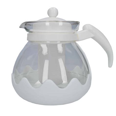 Glazen Theepot Met Thee Filter Infuser Liter Zwart Theepotten