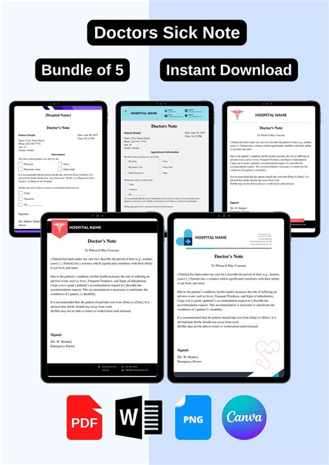 Doctors Sick Note Template Printable Pdf Word Editable