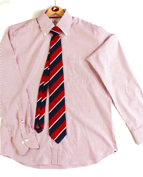 Men S Stripe Oxford Button Down Shirt In Red White Pellicano Menswear