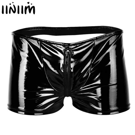 Hommes Lingerie Gay Culotte Brillante Fermeture À Glissière Métallique Brillante Jockstraps
