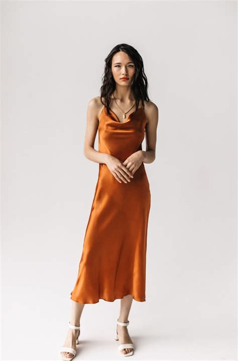 Many Colors Cowl Neck Silk Slip Dress Midi Bias Cut Silk Dress Etsy