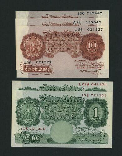 Numisbids Spink Auction 23231 Lot 265 Bank Of England 8 Notes 10 Shillings £1 1934 40