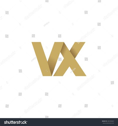 Initial Letters VX Overlapping Fold Logo Brown Royalty Free Stock