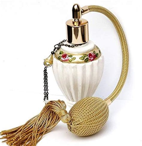 White And Gold Elegant Vintage Style Glass Spray Perfume Bottle Atomizer With Bulb Spray And