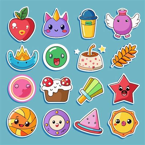 Cute Cartoon Stickers with Adorable Faces Fun Kawaii Designs | Premium AI-generated vector