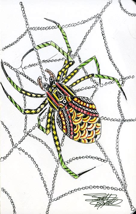 Sbwatercolors And Sketching Spider Zentangle