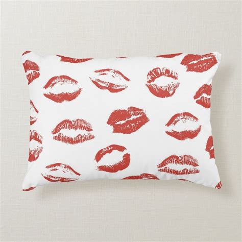 Kisses Red Lips Decorative Pillow Zazzle Red Room Decor Decorative