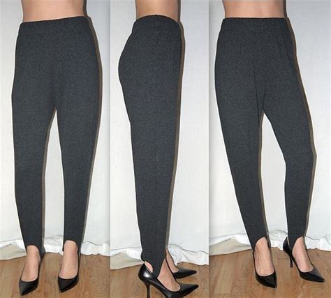 Vintage 80s 90s Stirrup Pants Stirrups Leggings High Waist Pants Charcoal Gray Grey Waists 24