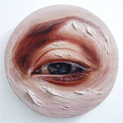 Artist Fills Miniature Wooden Panels With Expressive Portraits Of Eyes Round Canvas Eye