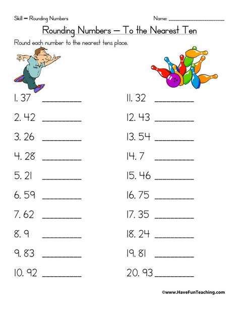 Round To The Nearest Ten Worksheet Rounding Worksheets Printable