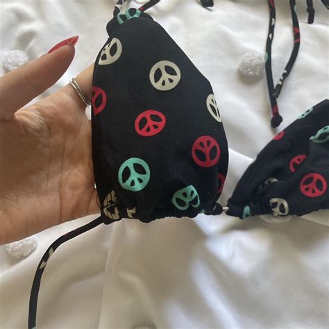Vintage Hippie Peace Sign Bikini Top Matches With Depop
