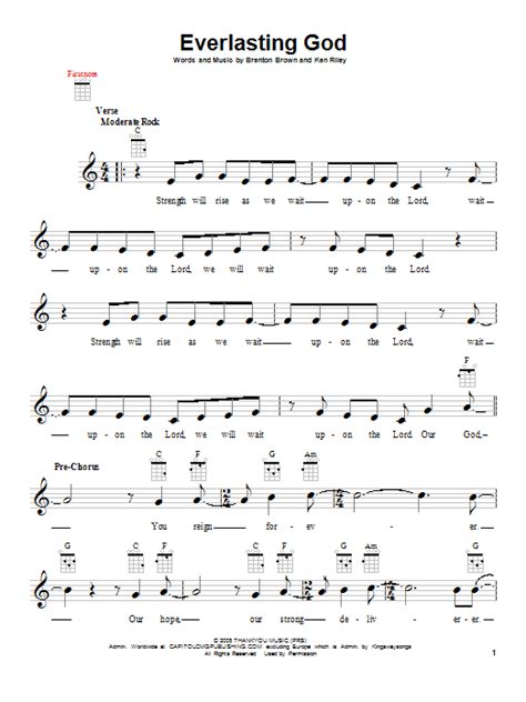 Everlasting God By Chris Tomlin Sheet Music For Ukulele At Sheet Music