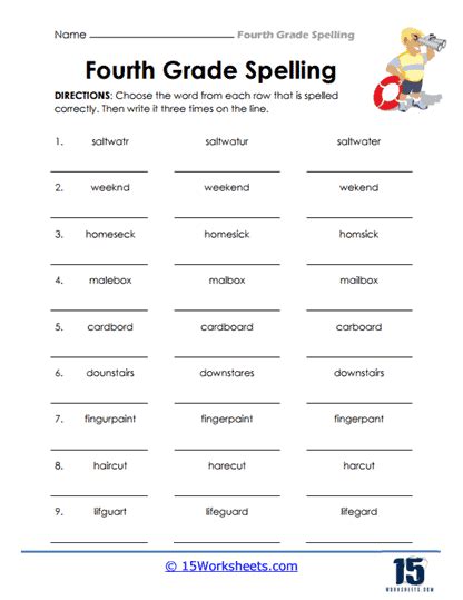 Rd Grade Spelling Words Tree Valley Academy Worksheets Library