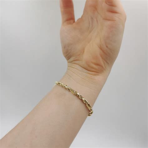 Pulsera Pulso Esclava Oro 10k Torzal Figaro 3 8mm 21cm Italy Envío gratis