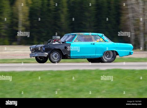 Drag Racing On A Lane With Regular Cars Stock Photo Alamy