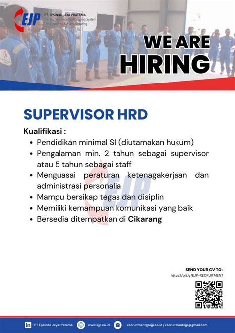 Lowongan Kerja Supervisor Hrd Di Pt Epsindo Jaya Pratama