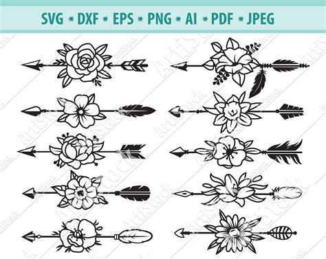 Craft Supplies & Tools Clip Art & Image Files Scrapbooking floral arrow ...