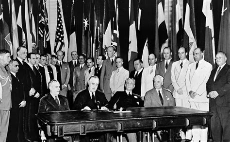 The signing of the UN Charter.