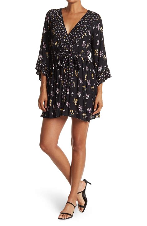 Angie V Neck Bell Sleeve Dress Available At Nordstromrack Black Bell