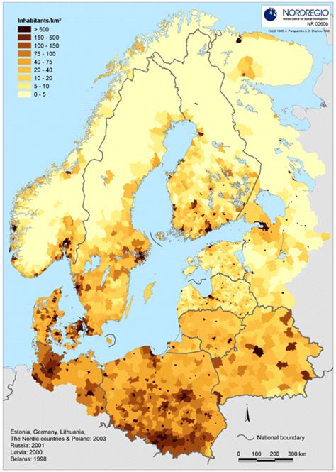 Population Density in the Baltic Sea Region (Nordregio, downloaded ...