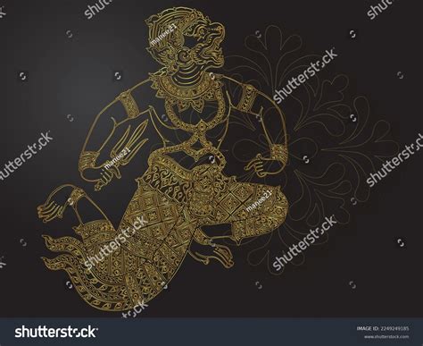 Hanuman Thai Tradition Gold Stock Vector Royalty Free