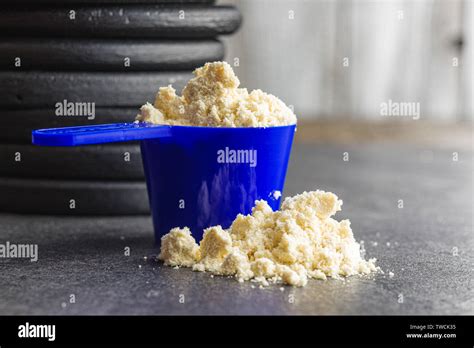 Whey Protein Powder In Scoop Stock Photo Alamy