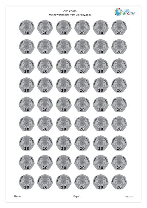 20p coins - Coins and notes to print out. by URBrainy.com