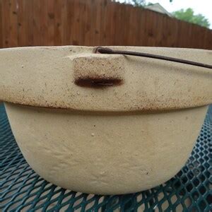 Vintage Stoneware Crock Bowl With Wire Bale Handle Etsy