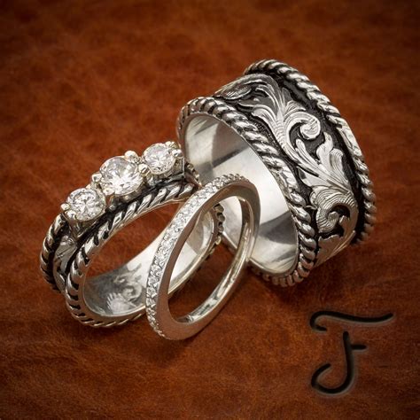 R 17b R 6 And R 2b Western Wedding Rings Rustic Wedding Jewelry