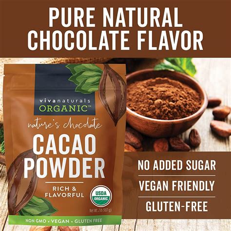 Organic Unsweetened Cacao Powder 907g - Rich Dark Chocolate Flavor for ...