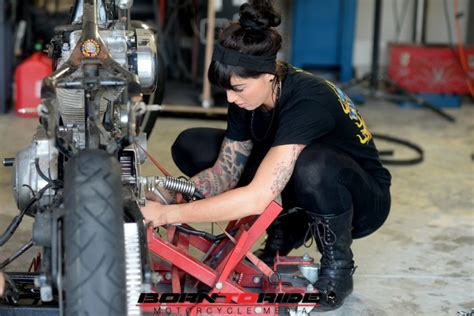 Born To Ride Motorcycle Babe Of The Week Brittany Working On Bike