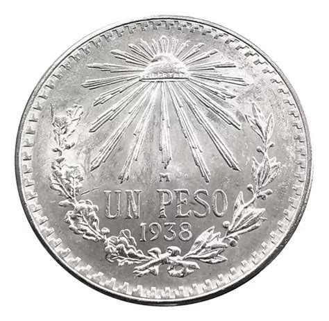 Moneda Peso Resplandor 1938 Plata Ley 0720 En Capsula