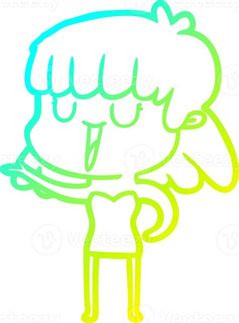 Mujer De Dibujos Animados De Dibujo De Línea De Gradiente Frío 45283901 Png