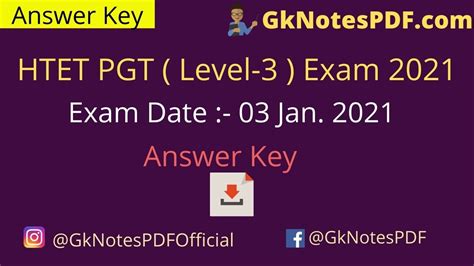 Htet Pgt Level Exam January Answer Key Pdf Gknotespdf