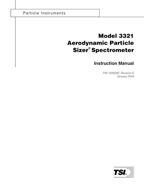 PDF Model 3321 Aerodynamic Particle Sizer Spectrometer Instruction