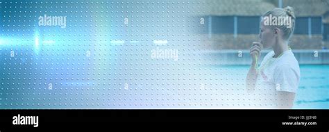 Lifeguard Blowing Whistle At Swimming Pool With Transition 3d Stock