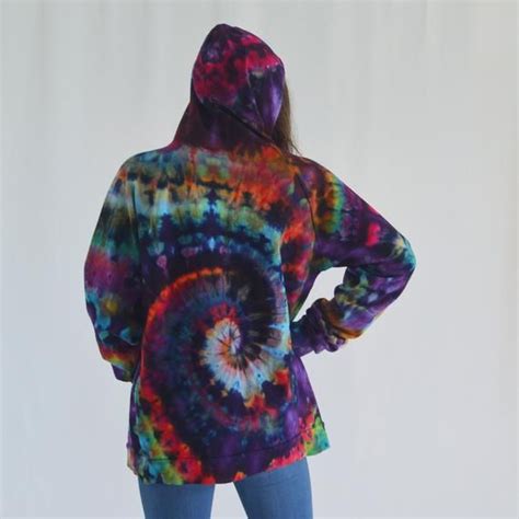 Tie Dye Hoodie Zip Hooded Sweatshirt Rainbow Spiral Organic Etsy