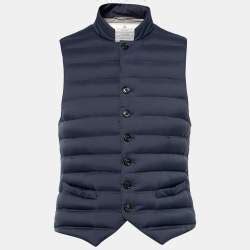 Brunello Cucinelli Blue Down Padded Synthetic Button Front Gilet S