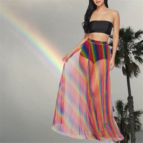 Nu Shuz Key West Swim New Nu Shuz Key West Black Pleated Sheer Bikini Cover Up Maxi Skirt